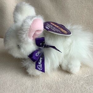 Cadbury Easter Cream Egg Plush White Clucking Fluffy Bunny Stuffed Animal Toy